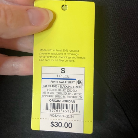 All In Motion Black Crew Neck Ponte Sweatshirt - Picture 4 of 8